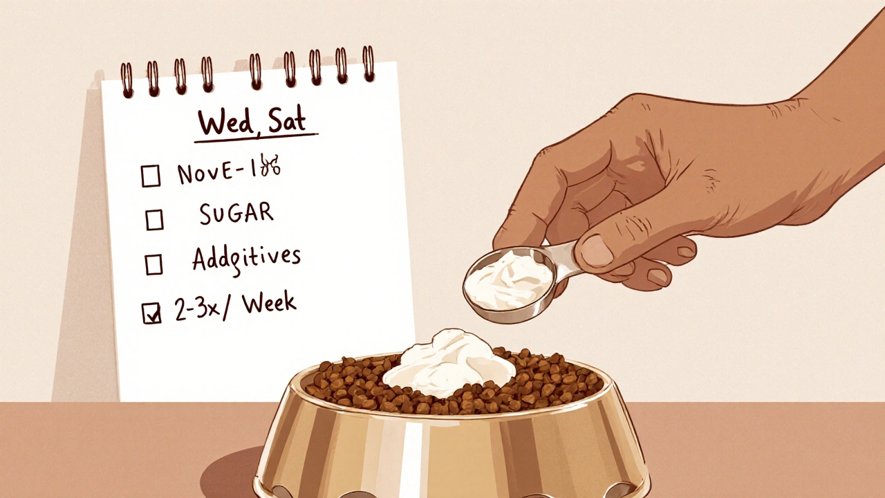 Ветеринар отмеряет творог для собаки, на стене — график кормления.