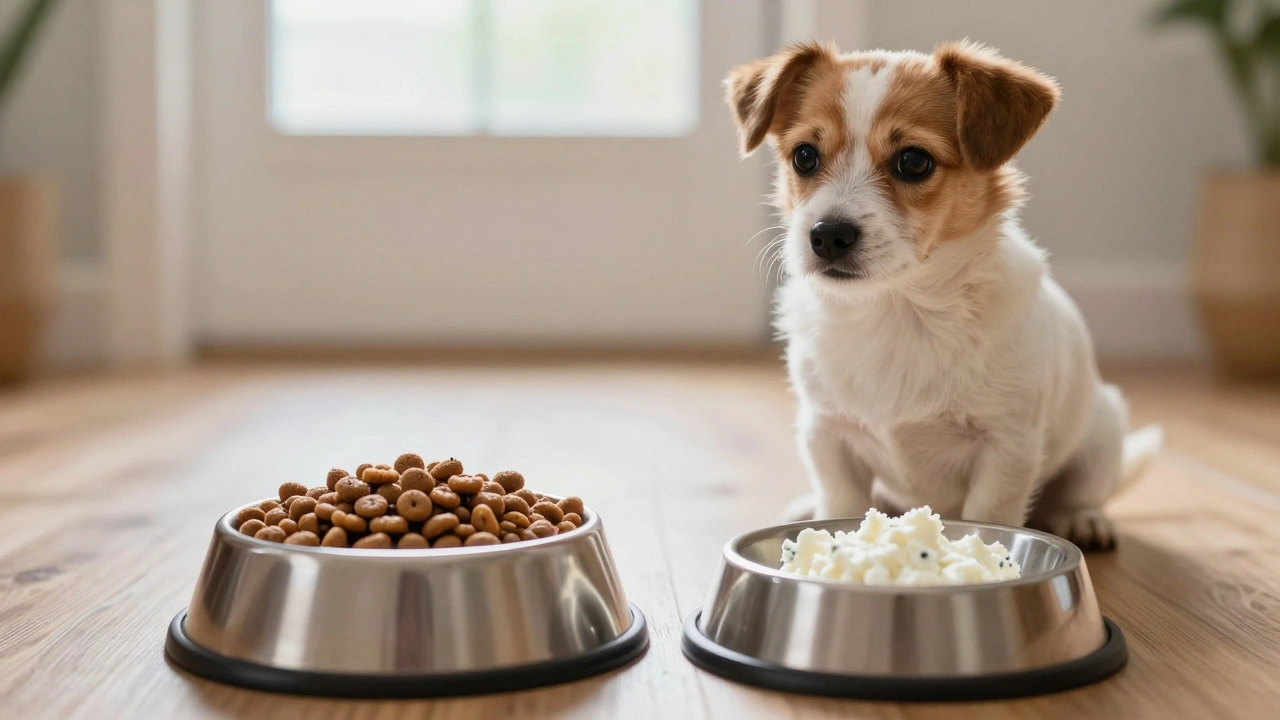 Можно ли кормить собаку сухим кормом и творогом: правила и опасности