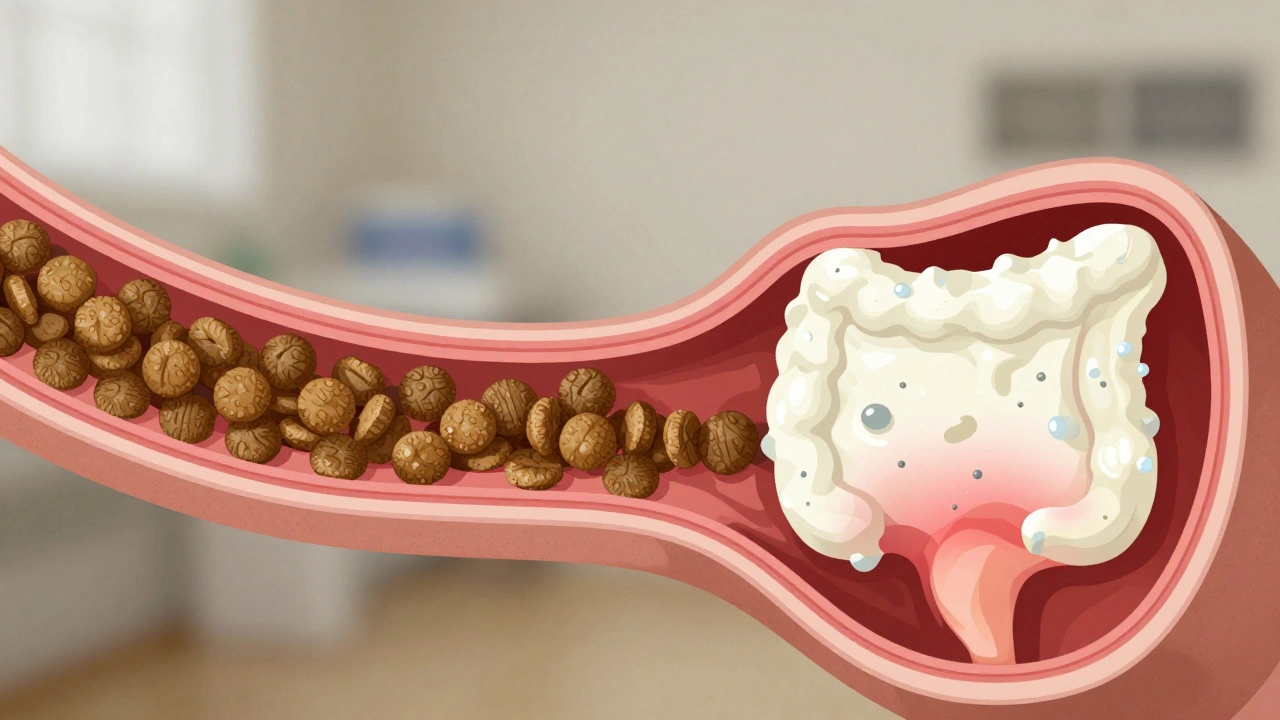 Схема пищеварения собаки: сухой корм и творог вызывают разные реакции в желудке.