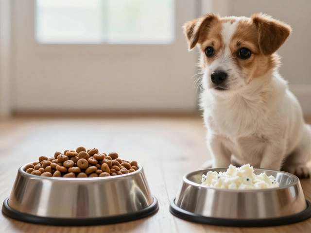 Можно ли кормить собаку сухим кормом и творогом: правила и опасности