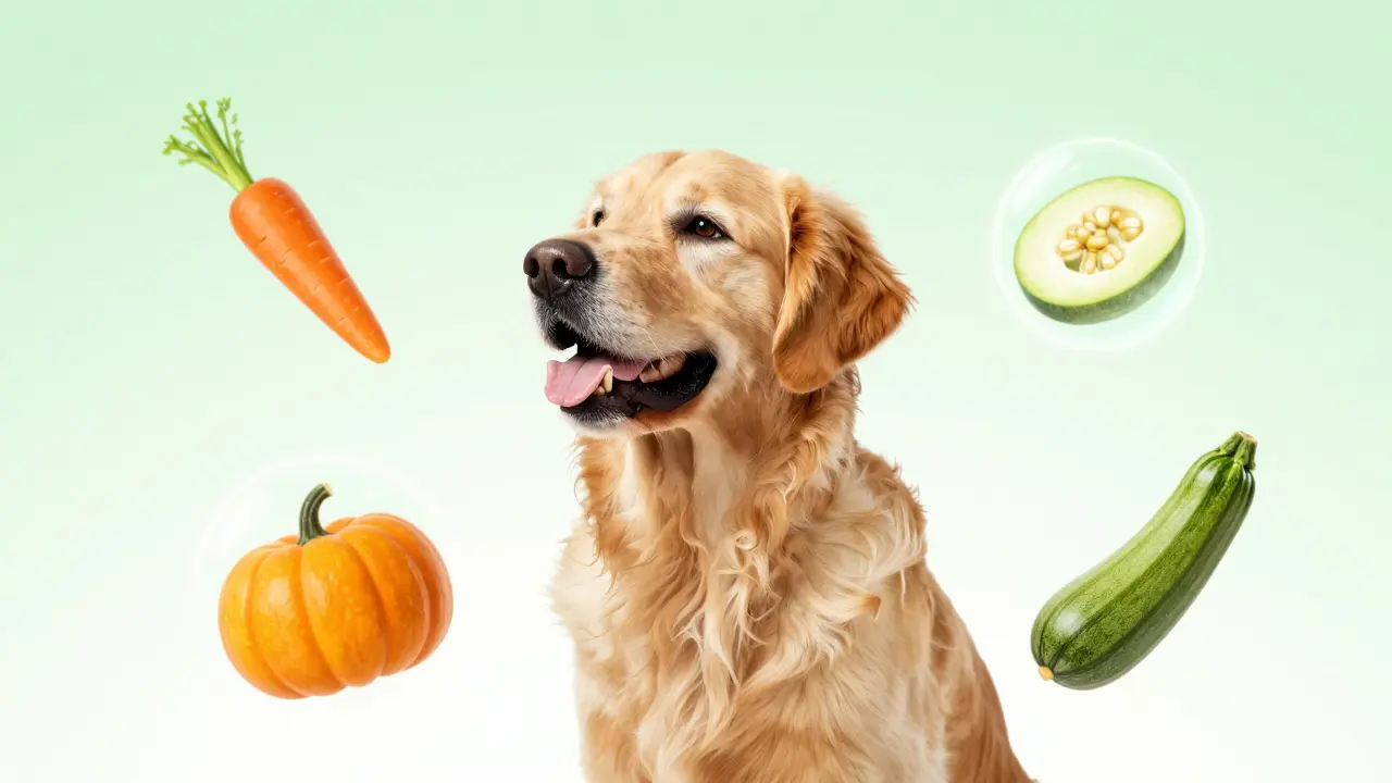 Схематичное изображение пользы овощей для здоровья собаки